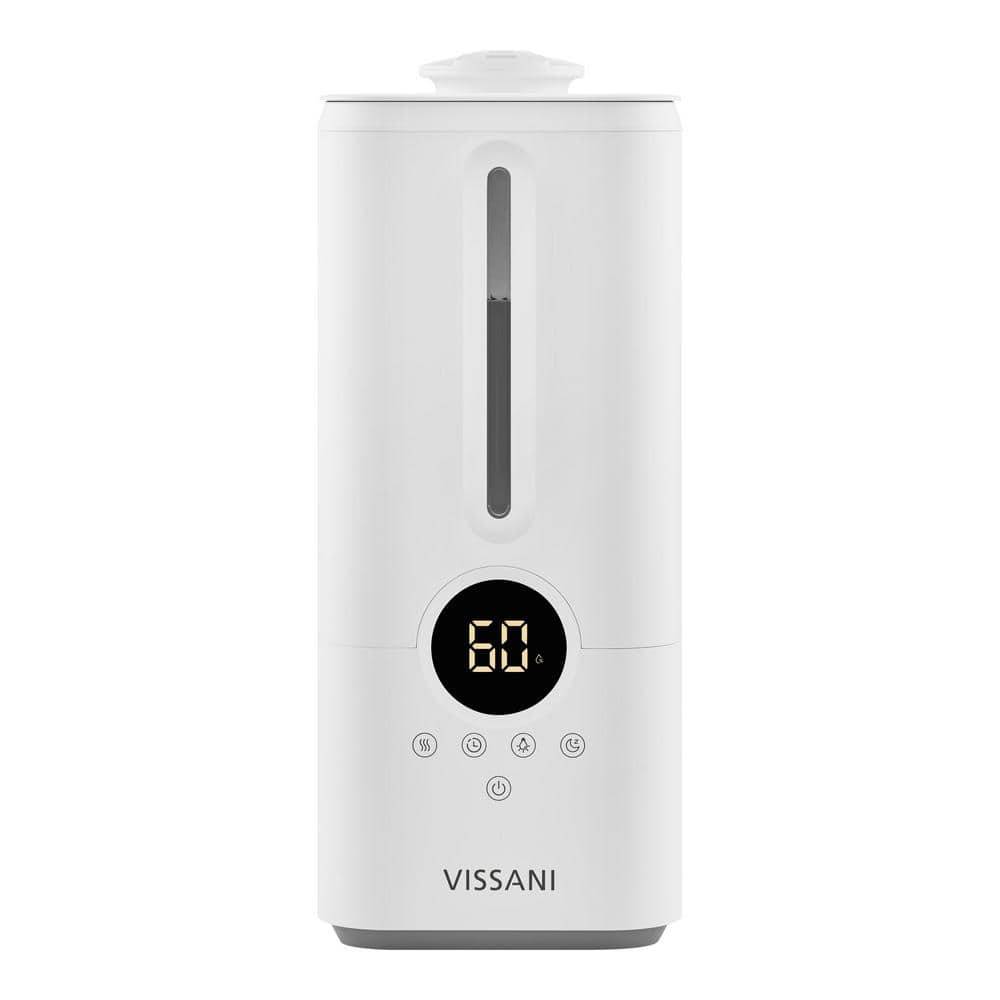 Vissani Ultrasonic Humidifier 360 Degree Turning Dual Nozzle Cool Mist For Medium Room, White