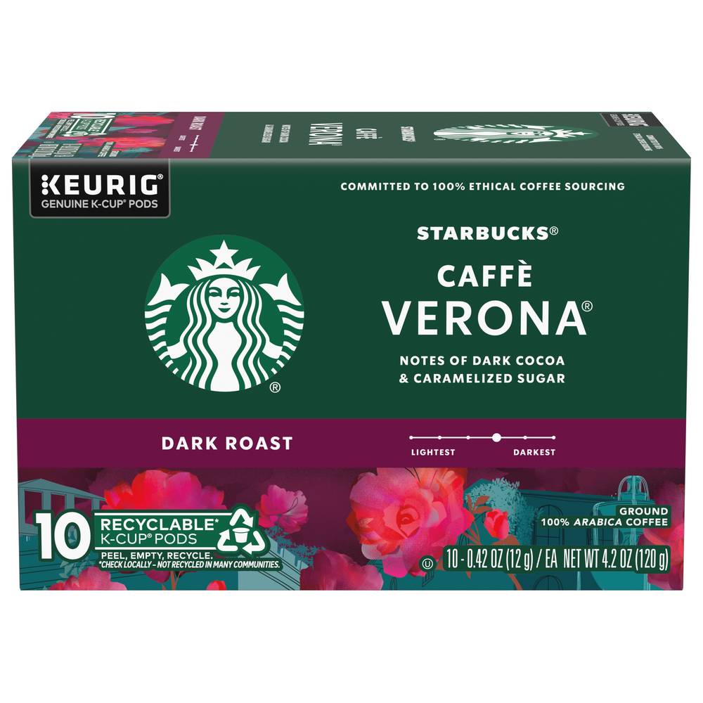 Starbucks Caffe Verona Dark Roast Ground Coffee K-Cup Pods (4.2 oz)