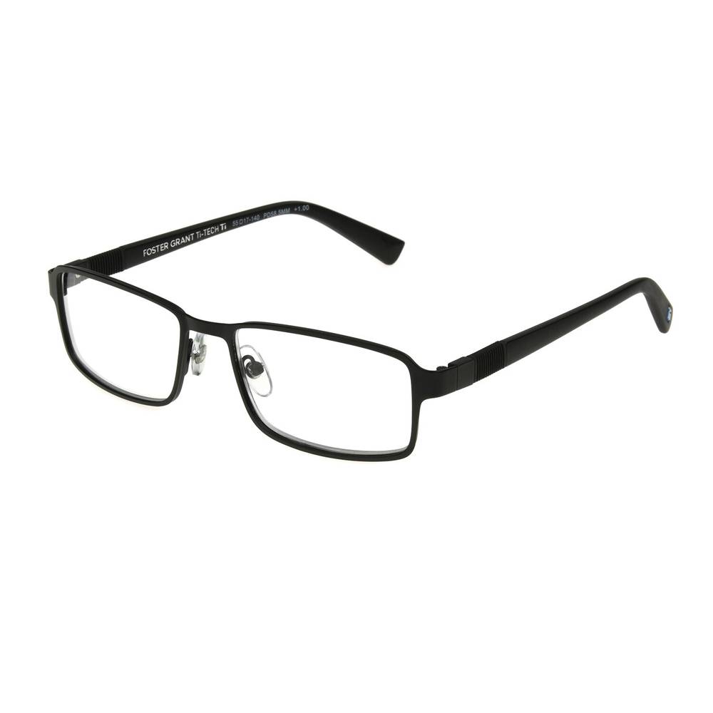 Foster Grant TiTech Premium Men's Gunmetal Reading Glasses, 2.00