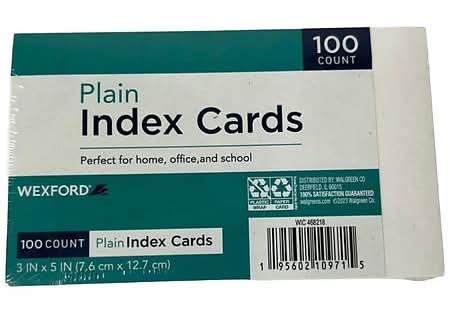 Wexford Plain Index Cards, 3 IN x 5 IN (100 ct)