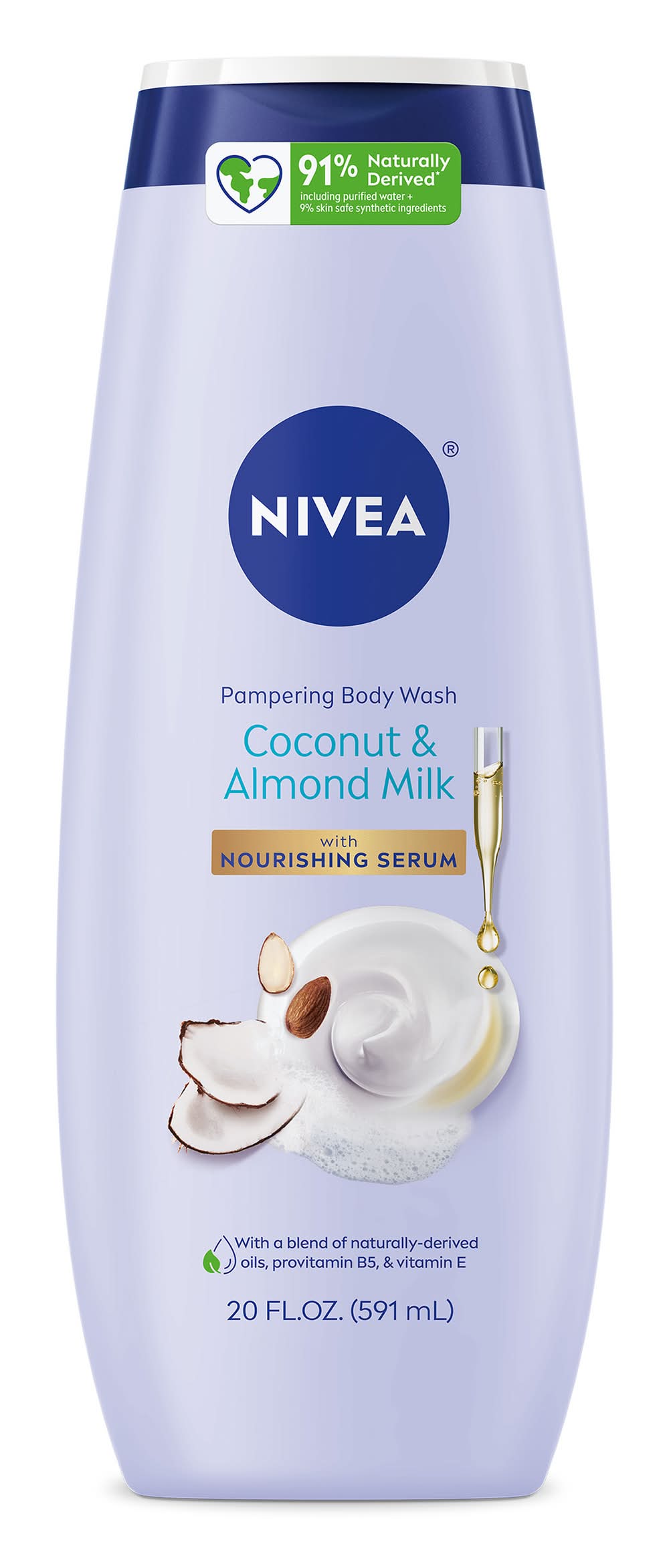 NIVEA Nourishing Serum Pampering Body Wash, Coconut & Almond Milk, Women (20 fl oz)