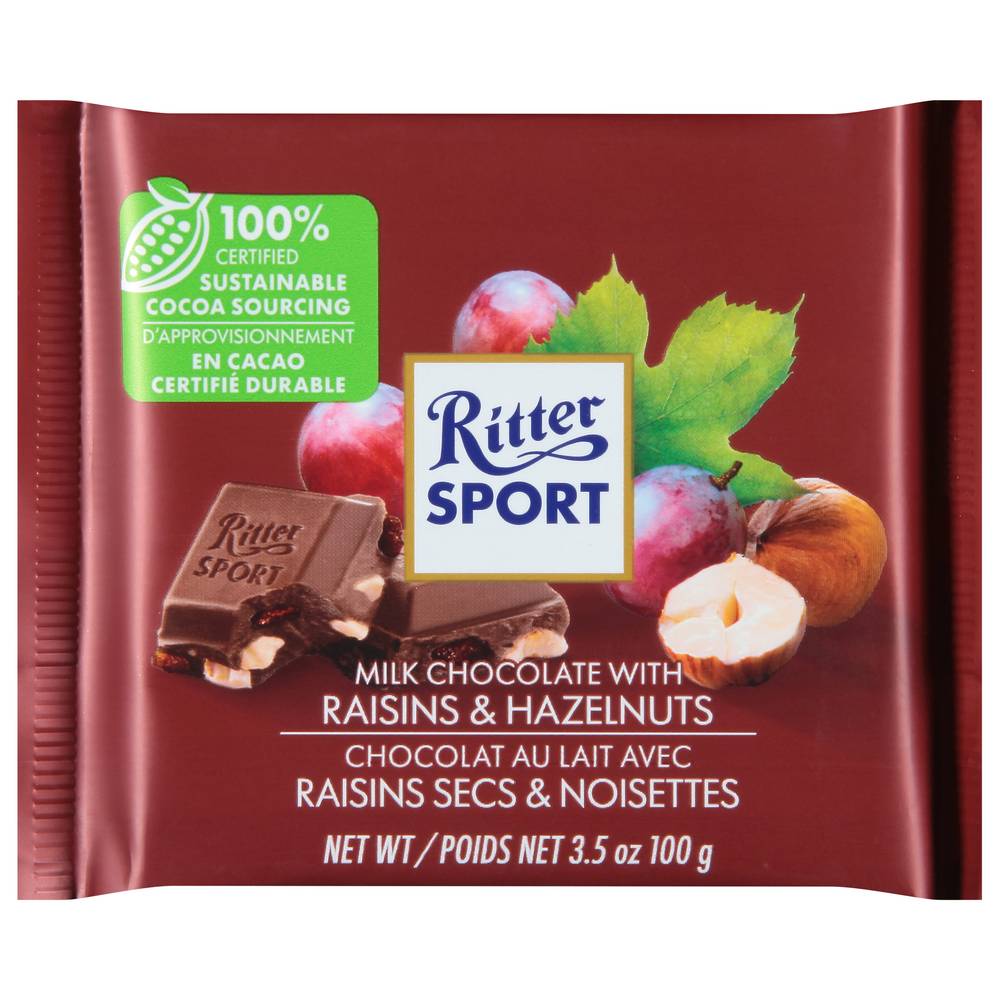 Ritter Sport Milk Chocolate With Raisins & Hazelnuts (3.5 oz)