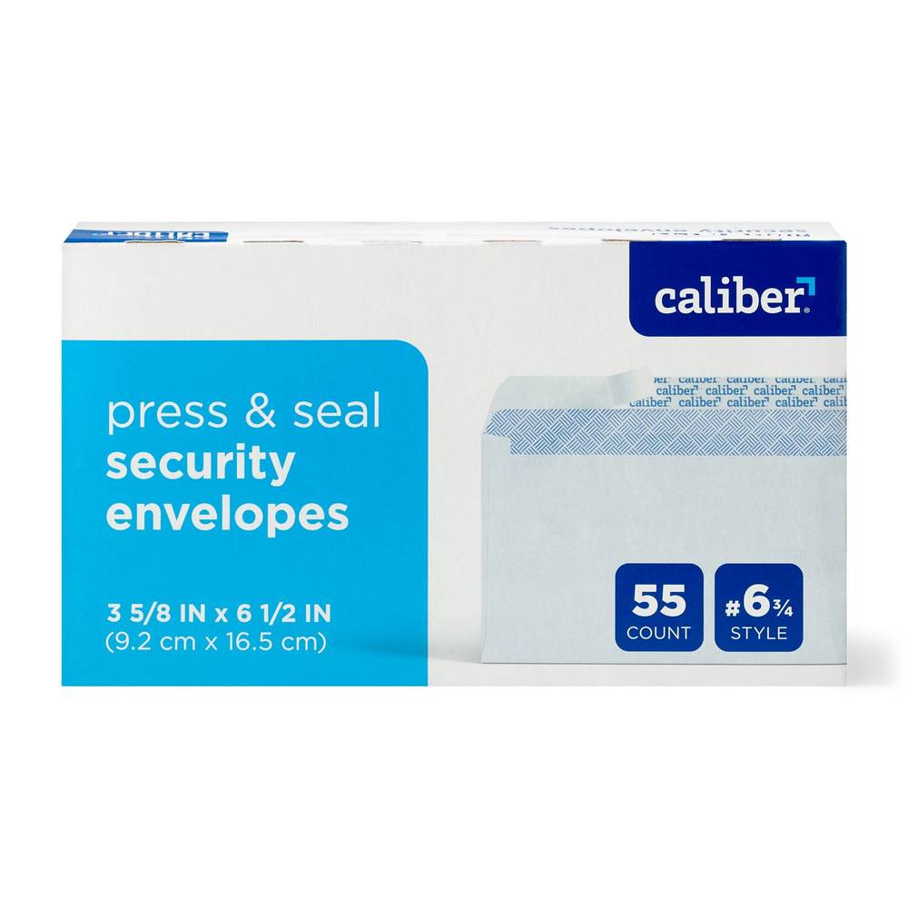 Caliber Security Envelopes, Press & Seal, 55 ct