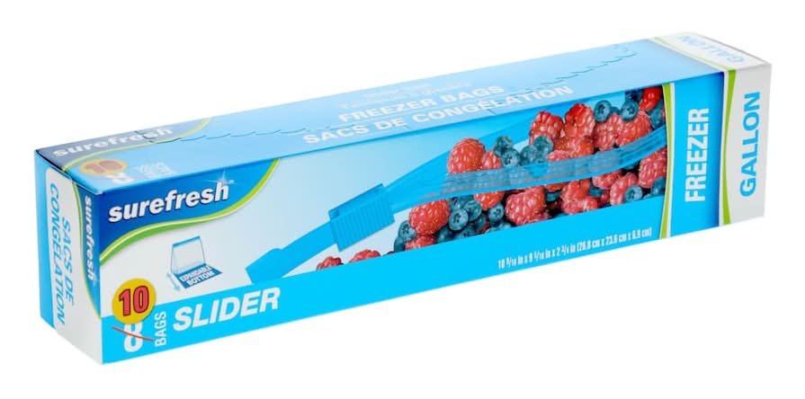 Sure Fresh Slide & Click Heavy-Duty Gallon Freezer Bags (10 ct)