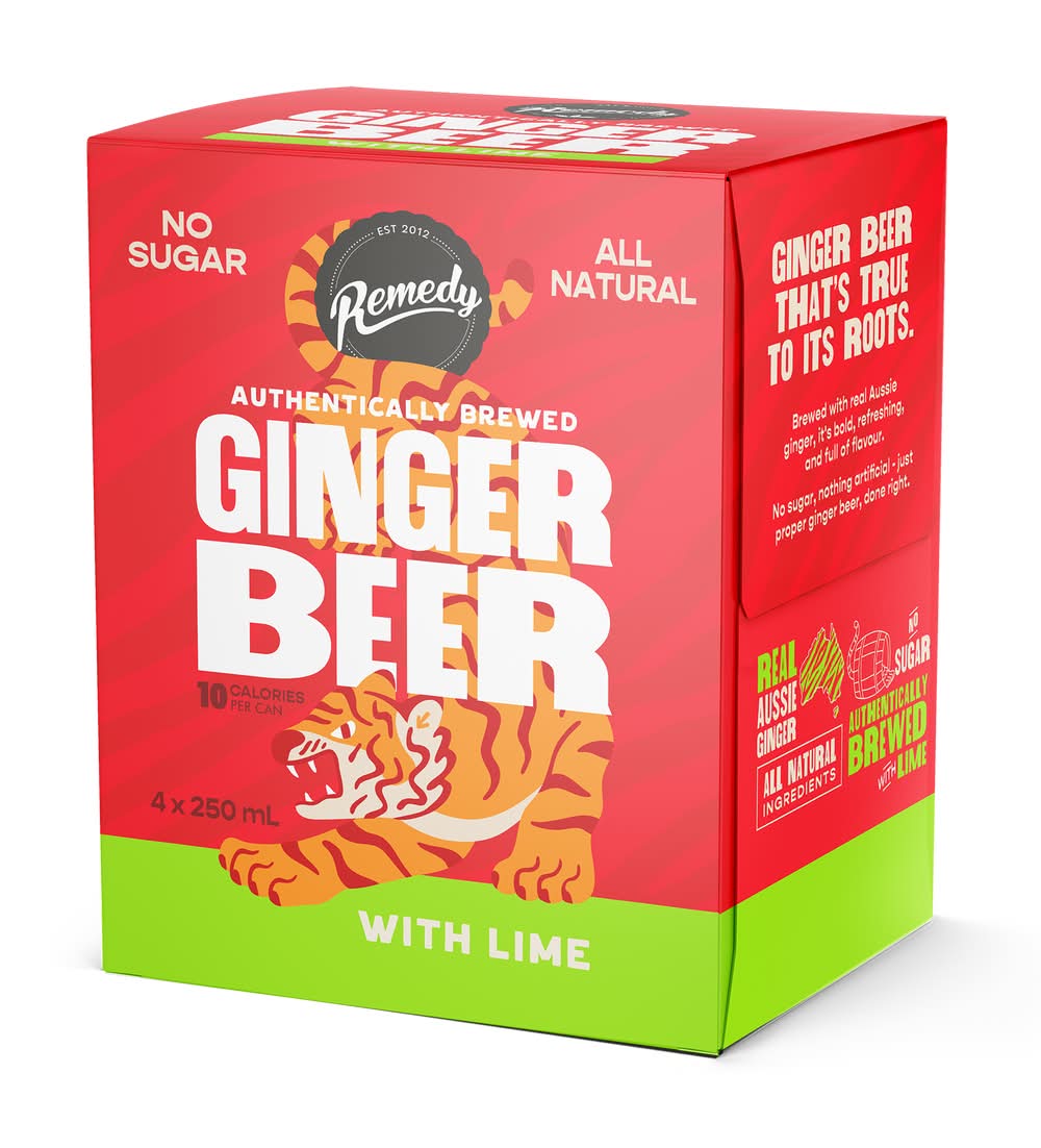 Remedy Ginger Beer, Lime (4 x 250mL)