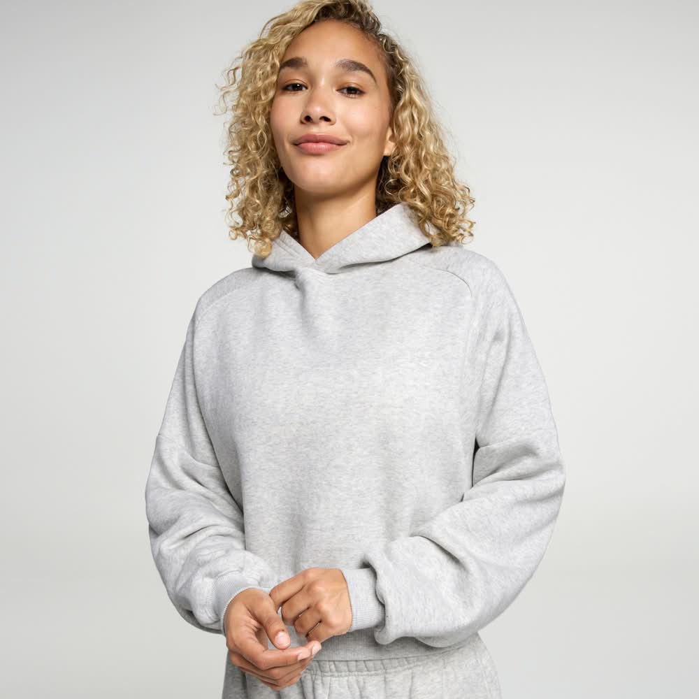 DSG Women's Classic Fleece Athletic Cropped Hoodie (Light Heather Grey, M)