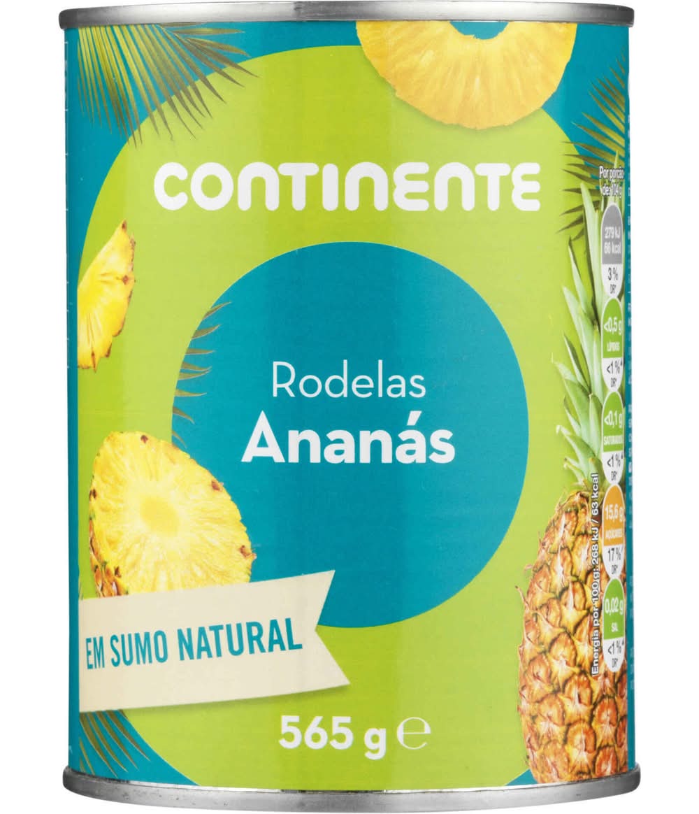 Ananás Rodelas em Calda Sumo Natural Continente (emb. 565 gr)