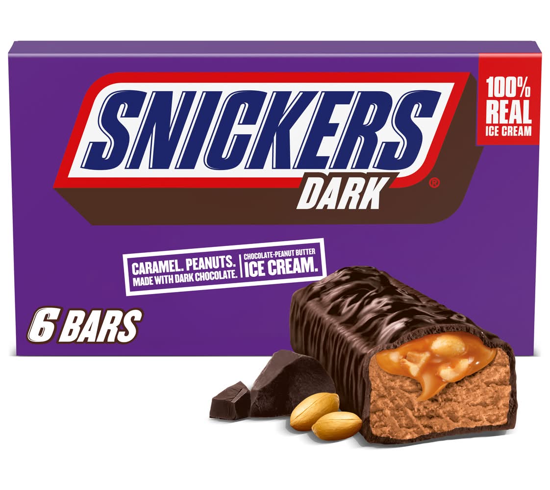 Snickers Dark Chocolate Ice Cream Bars (12 fl oz, 6 ct)