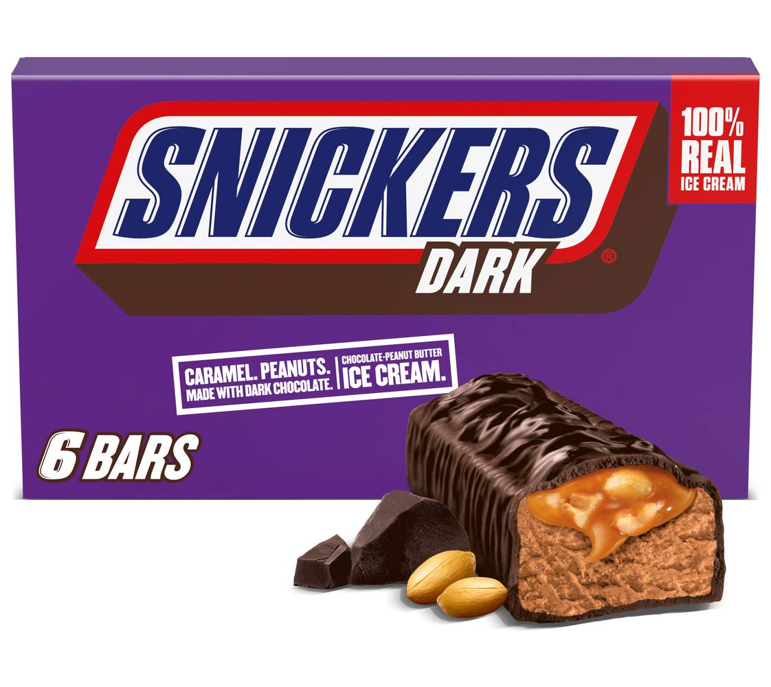 Snickers Dark Chocolate Ice Cream Bars (12 fl oz, 6 ct)