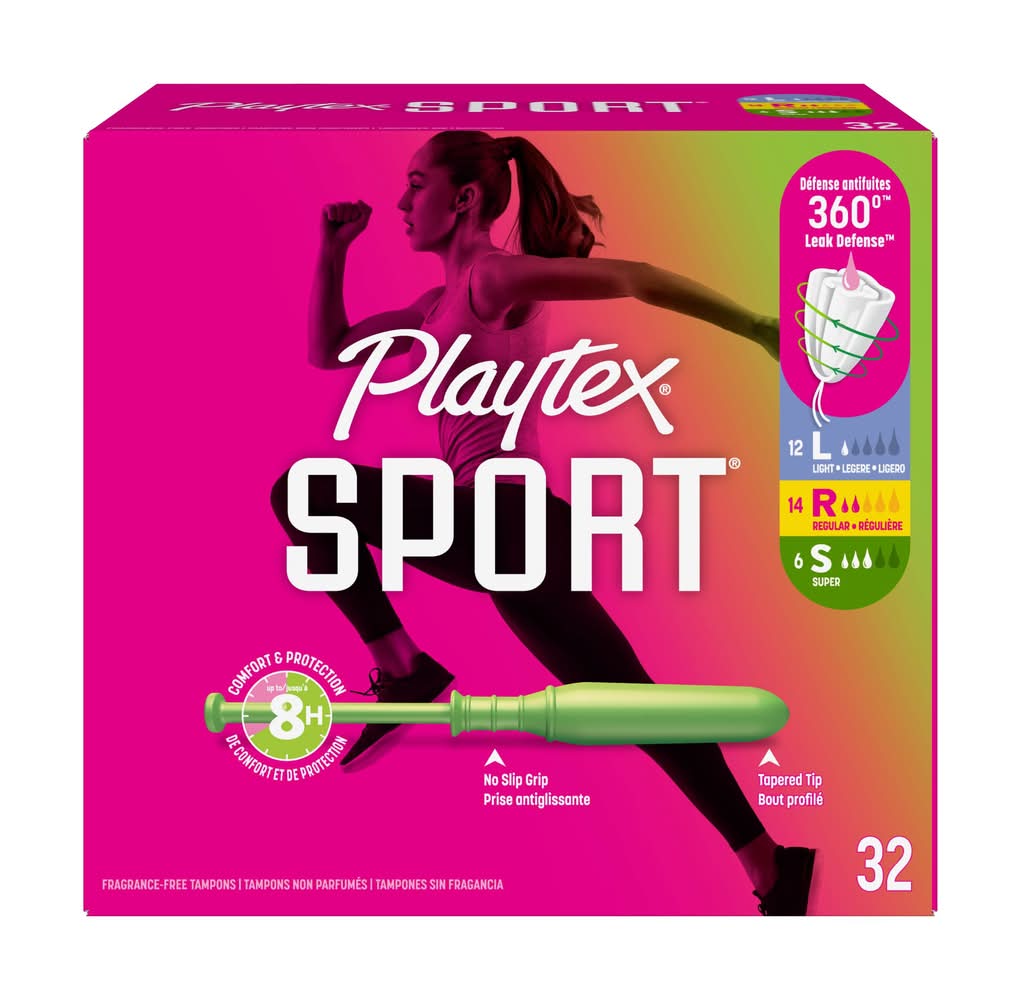 Playtex Sport Super Regular Light Plastic Applicator Tampons (32 ct)