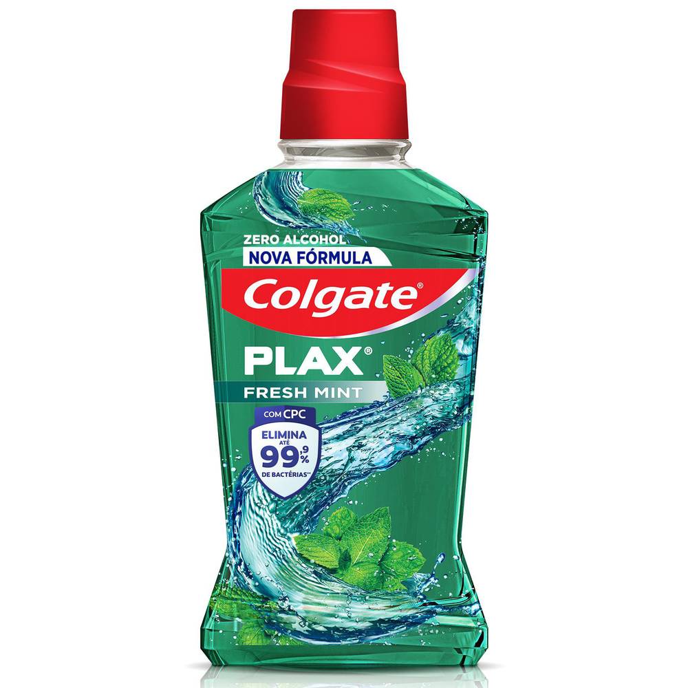 Colgate enxaguante antisséptico bucal plax fresh mint sem álcool (250 ml)