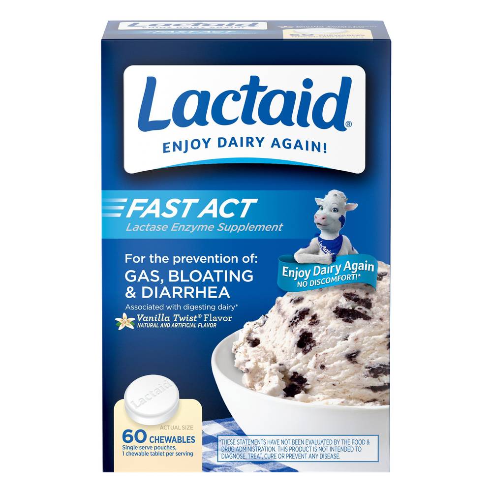 Lactaid Fast Act Lactase Enzyme Chewable Tablets (60 ct)