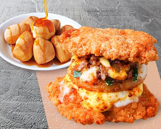 ピザ屋なのに チキン＆チキンバーガーセット Chicken & Chicken Burger Set