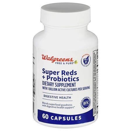 Walgreens Free & Pure Super Reds + Probiotics Capsules - 60.0 ea