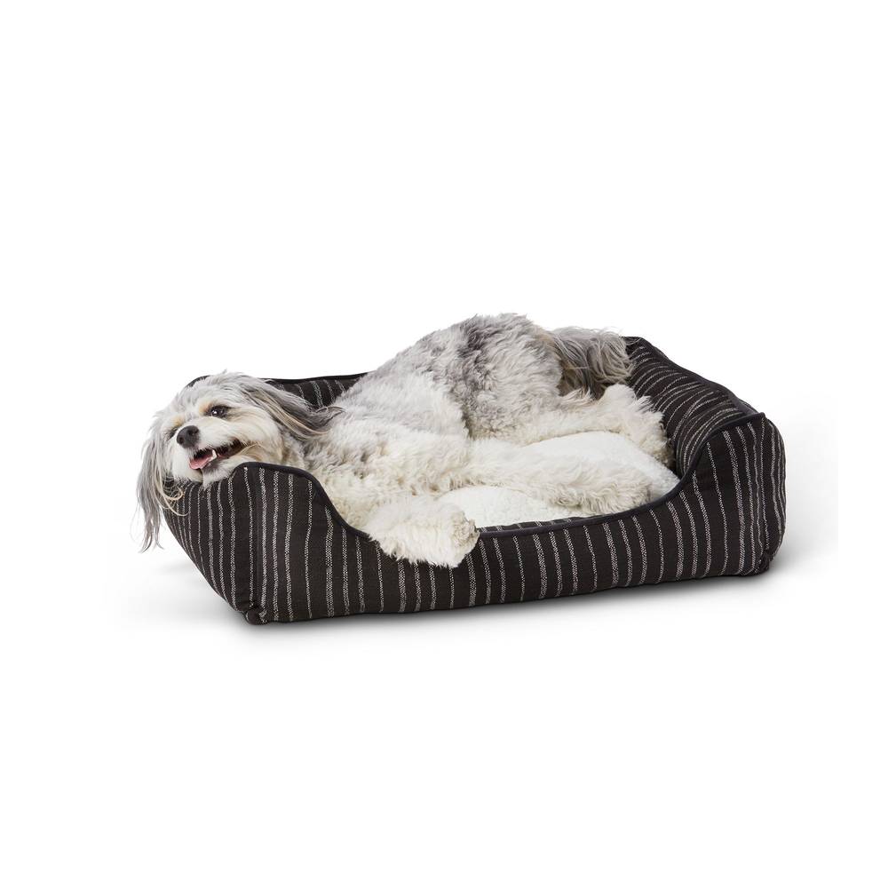 Top Paw Striped Cuddler Dog Bed (28\"L x 22\"w x 7.5\"h/black & white)