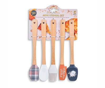 "Gather Here" Orange & Navy 5-Piece Mini Utensils Set