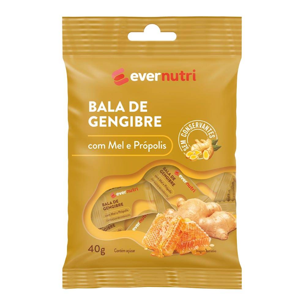 Ever Care · Bala de gengibre evernutri com mel e própolis (40 g)