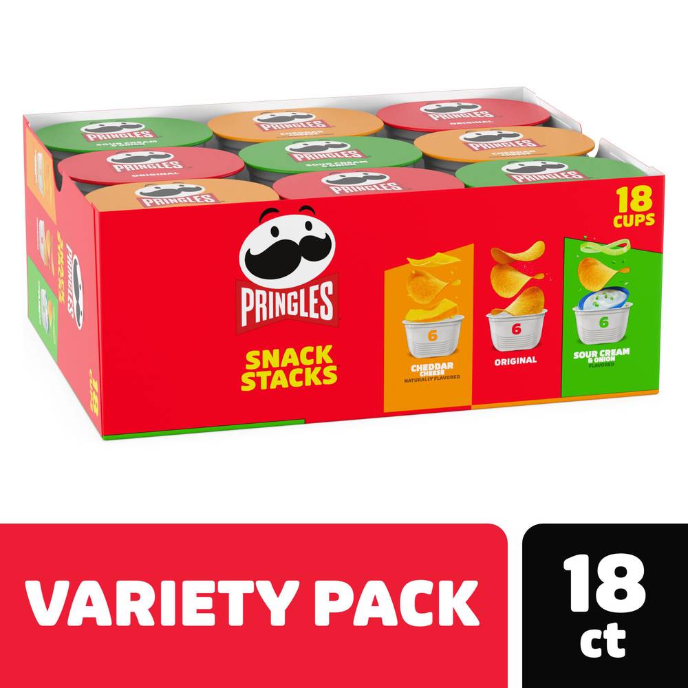 Pringles Snack Stacks Variety pack Potato Crisps (12.9 oz, 18 ct)