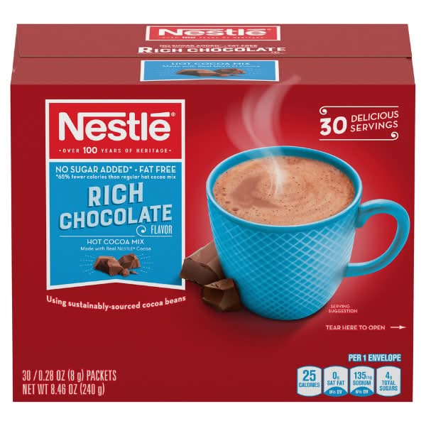 Nestlé Cocoa Mix No Sugar Added, Rich Chocolate (8.46 oz, 30 ct)