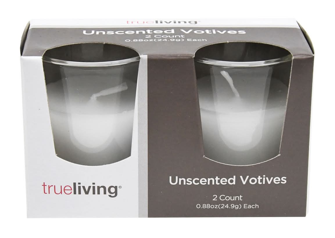 True Living Unscented White Votive Candles 0.88 Oz Each 2 Ct