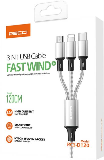 Recci Cable Usb 3 En 1 Fastwind