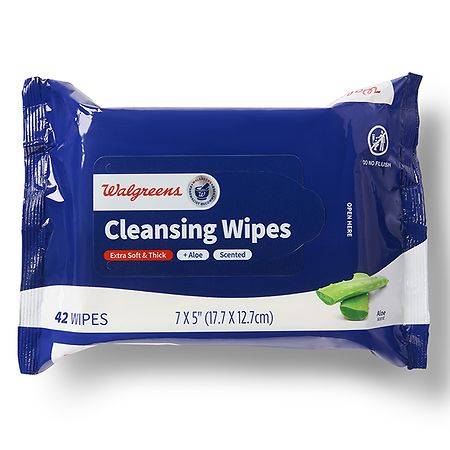 Walgreens Cleansing Wipes Scented, Aloe, 7in X 5in (42 ct)