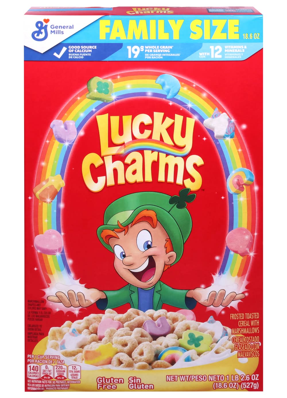 Lucky Charms Family Size Frosted & Toasted Cereals With Marshmallows (18.6 oz)