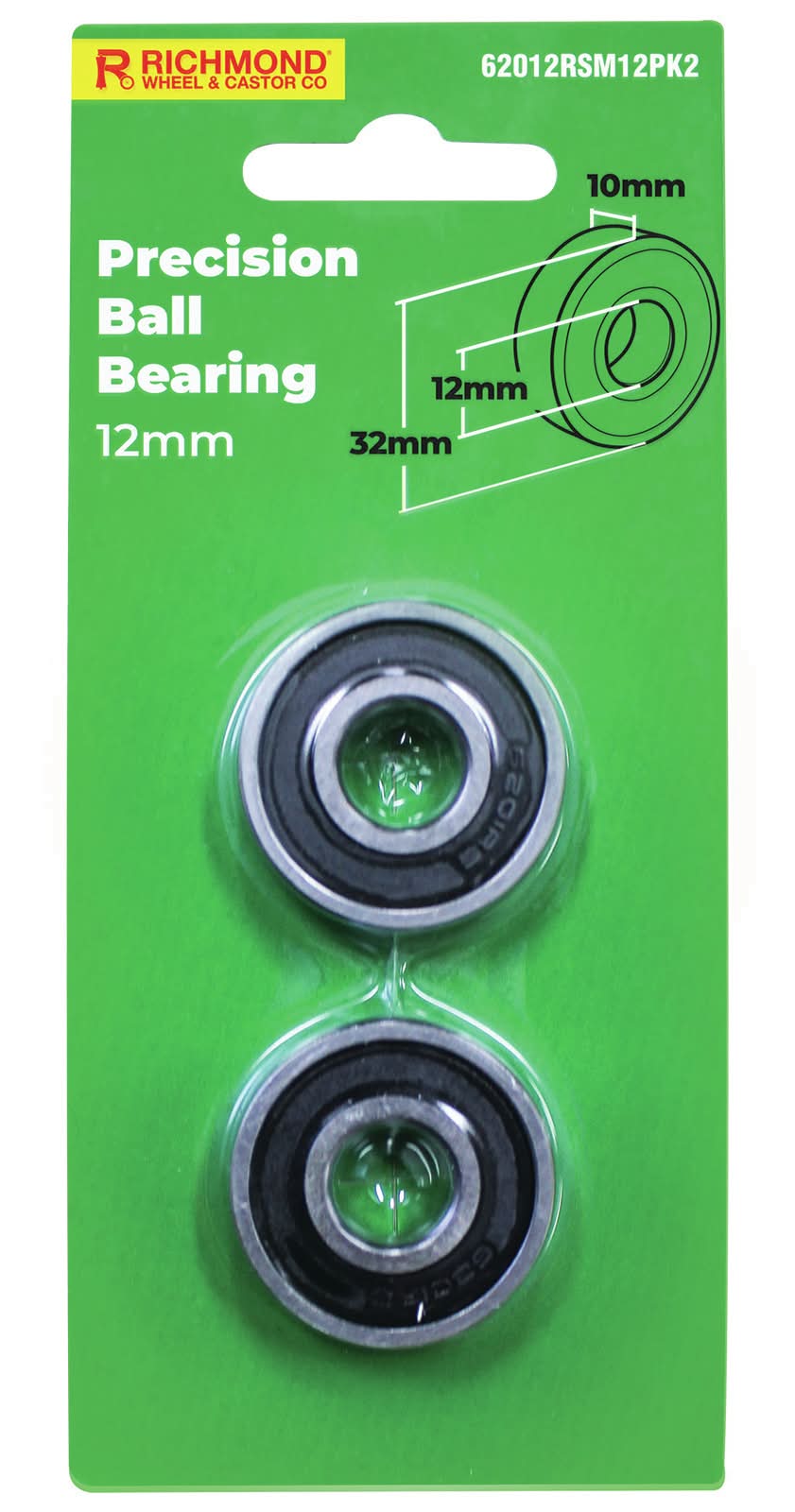 Richmond 32 x 12 x 10mm Rubber Sealed Precision Bearing - 2 Pack