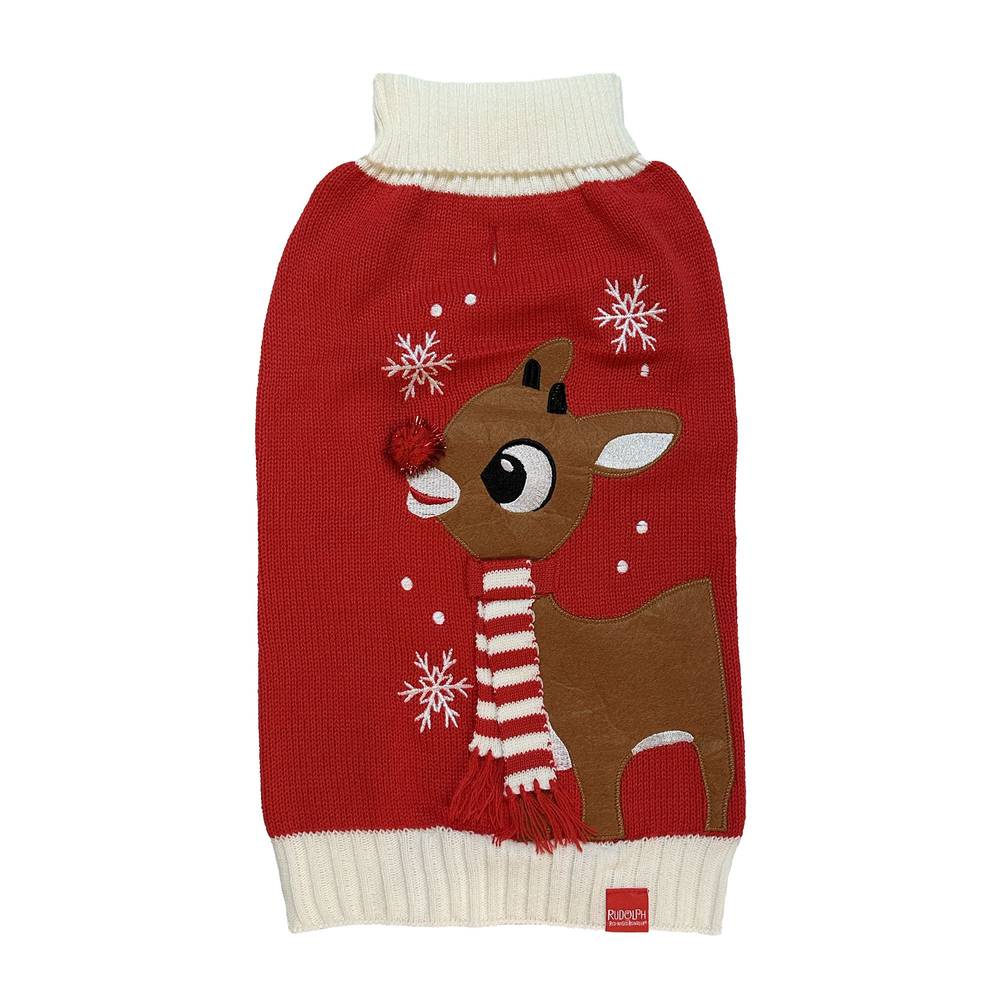 GMason Rudolph Holiday Pet Dog Sweater, Large, Red