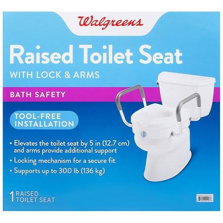 Walgreens Raised Locking Toilet Seat With Arms