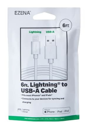 Ezena™ Lighting® To USB-A Cable 72in White