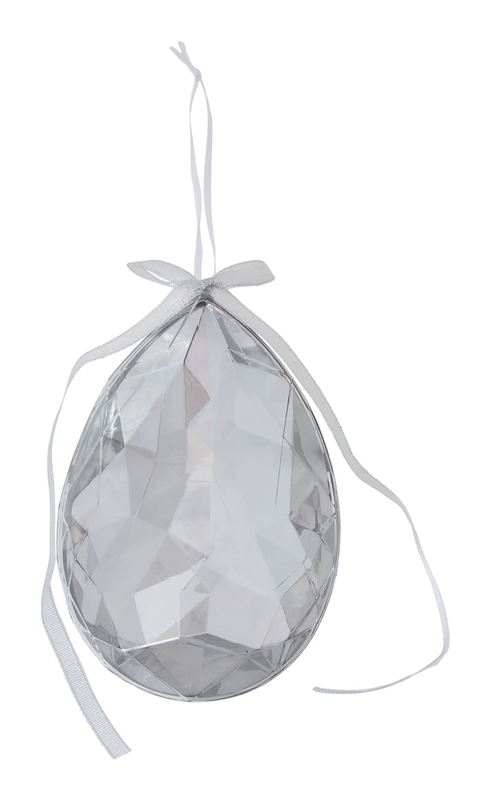 Christmas Bow Gem Tree Ornament Silver