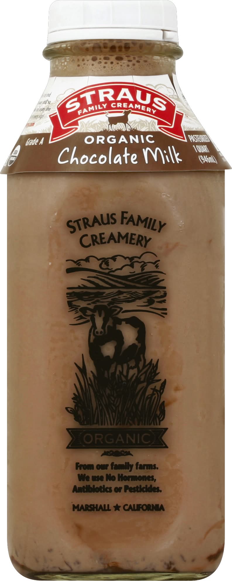 Straus Family Creamery Organic Grade a Milk, Chocolate (1 qt)