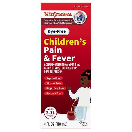 Walgreens Children's Pain and Fever, Acetaminophen Oral Suspension Cherry - 4.0 fl oz