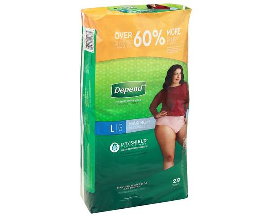 Depend · Maximum Absorbency L Underwear for Women (28 ct)