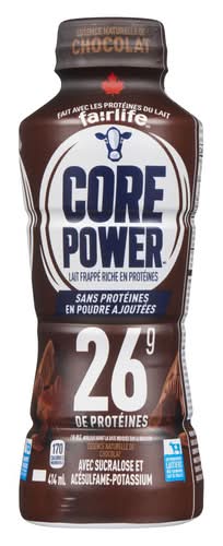 Core power lait frappé protéiné sans lactose - lactose free milkshake (414 ml) (chocolat)