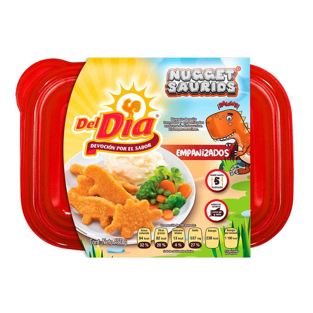 Del Día · Nugget de pollo empanizado de dinosaurio (450 g)