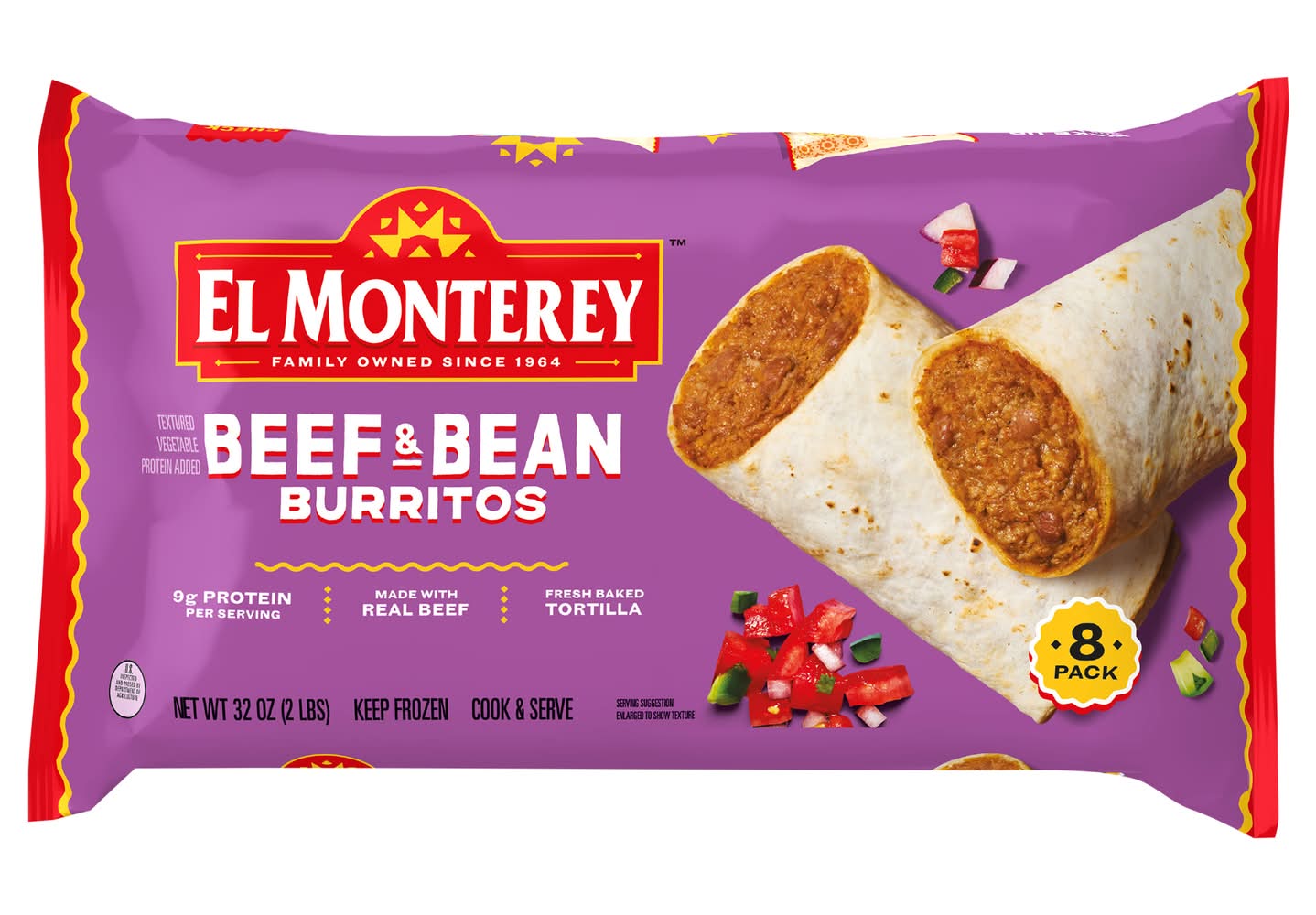 El Monterey Bean Burritos, Beef (32 oz, 8 ct)