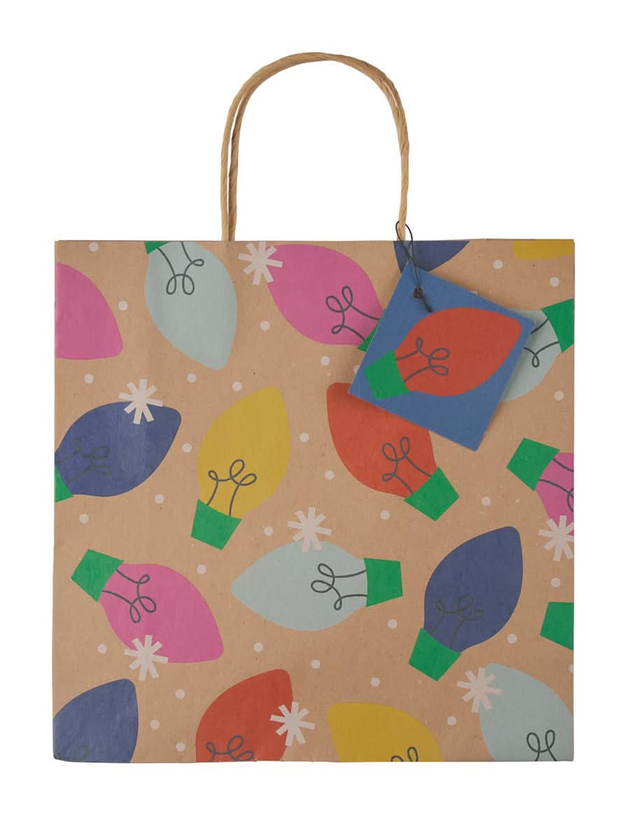 Holiday Style Assorted Christmas Kraft Bag, L
