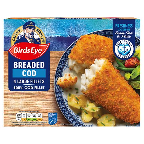 Birds Eye Large, Breaded Cod Fillets (4 pack)