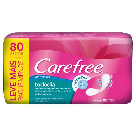 Carefree · Protetor descartável diário tododia sem fragrância (80 un)