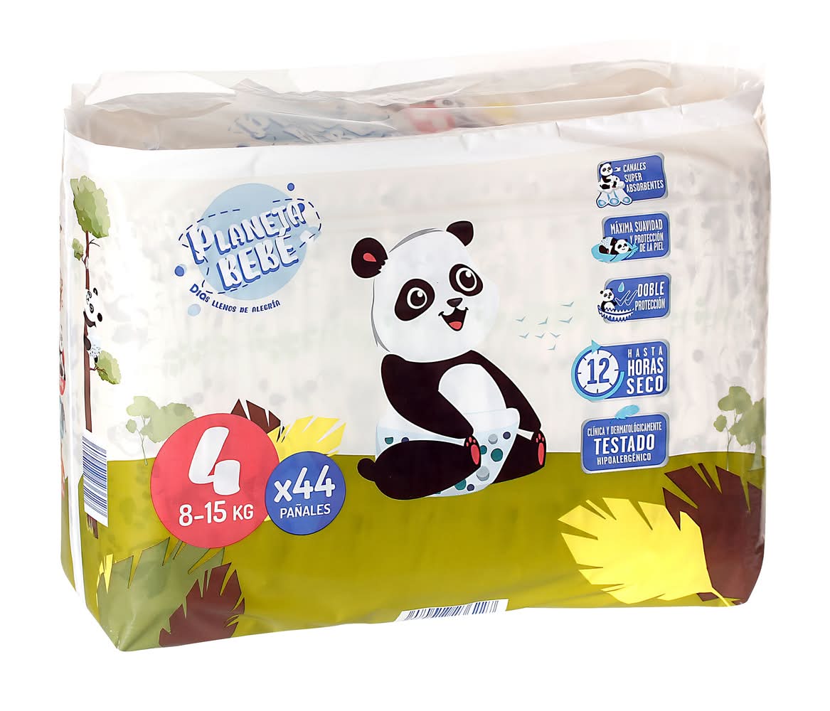Pañales 8-15 Kgs Talla 4 Planeta Bebé De Dia Bolsa 44 Unidades