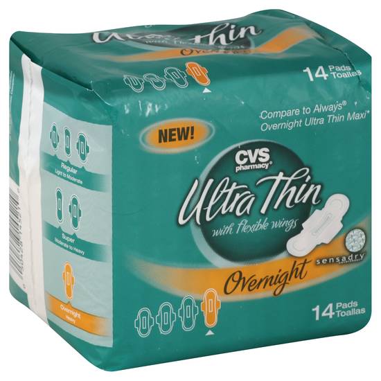Cvs Ultra Thin Overnight With Flexible Wings Pads