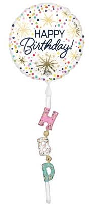 Anagram Inflated Confetti Sprinkle Happy Birthday Foil Balloon, 69 in