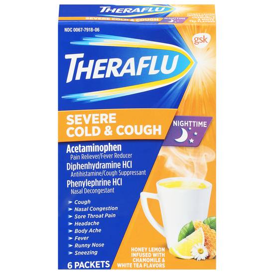 Theraflu Honey Lemon Nighttime Severe Cold & Cough (6 ct)