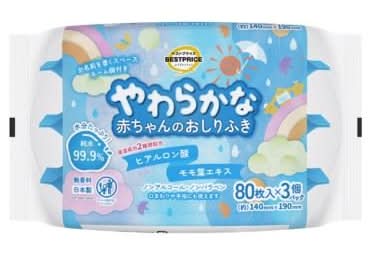 イオントップバリュ ＴＶＢＰやわおしりふき３ ８０枚Ｘ３個