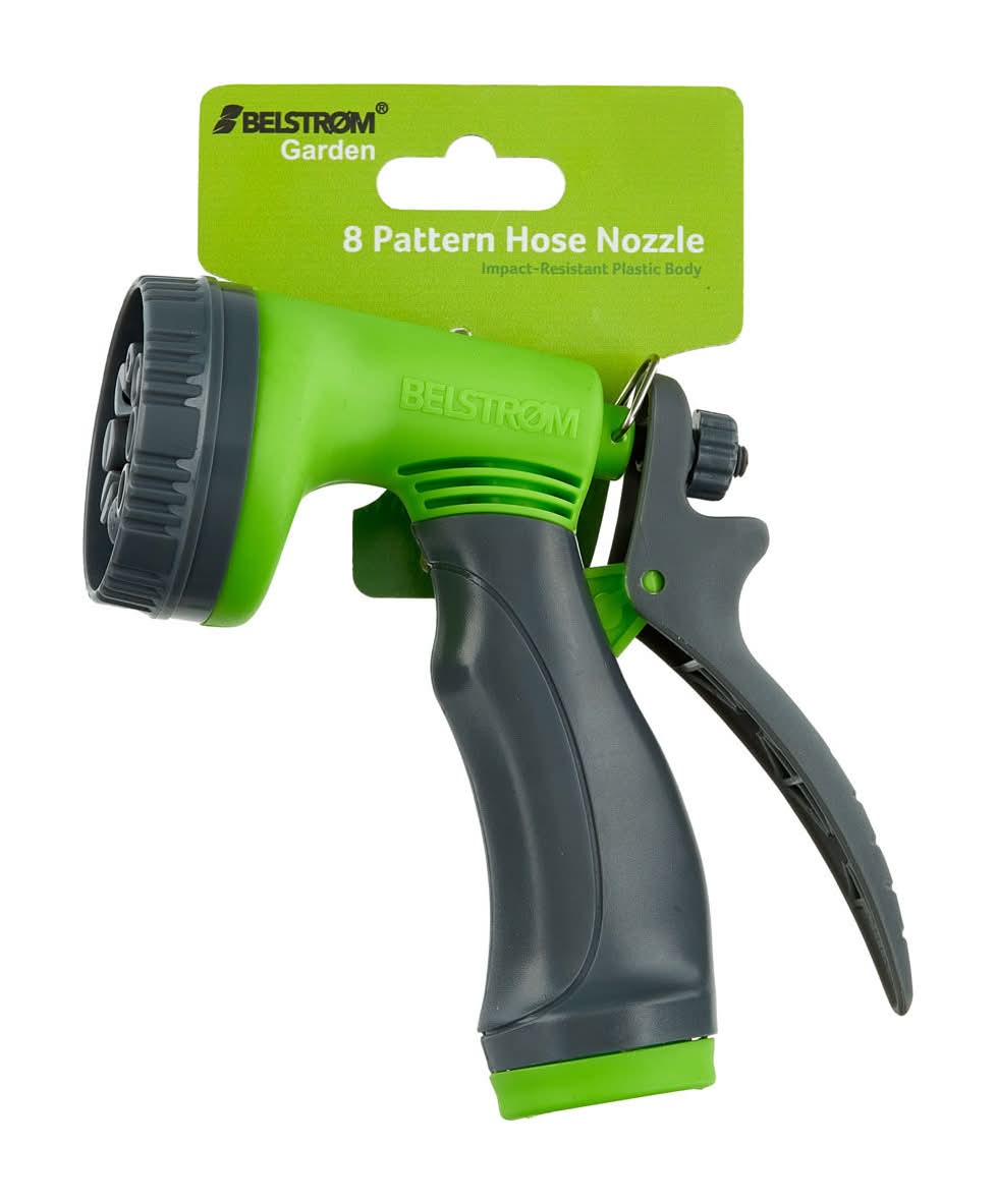 Belstrom Impact-Resistant Plastic Body 8 Pattern Garden Hose Nozzle