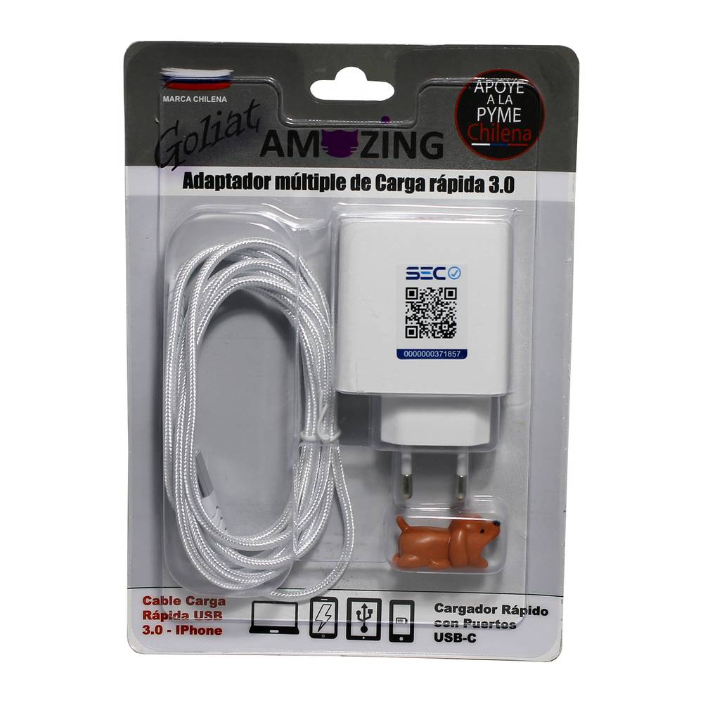 CARG CERT 2N1 2USB - 1TC + CABLE IPHONE