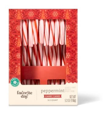 Favorite Day Christmas Red & White Candy Canes, Peppermint (5.3 oz, 12 ct)