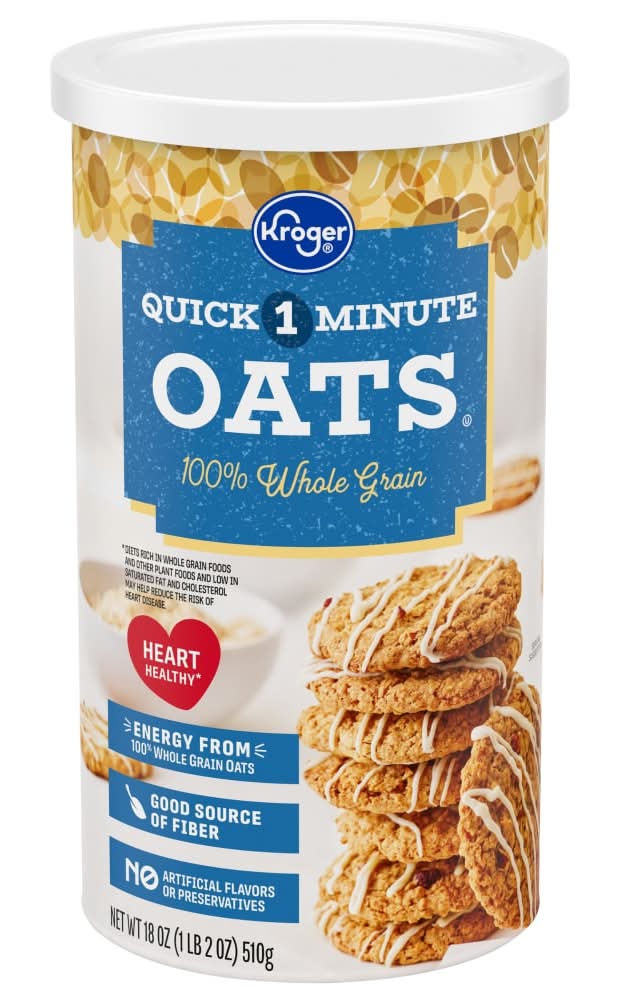 100% WHOLE GRAIN QUICK ONE MINUTE OATS - KROGER - 18 OZ